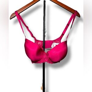 NWT Dream Angels Victorias Secret 34 DDD Lined Demi Bra Fuchsia Lace Underwire